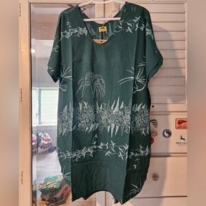 KEALOPIKO KIMONO DRESS - SIZE XL - KUAHU PRINT - DARK TEAL COLOR